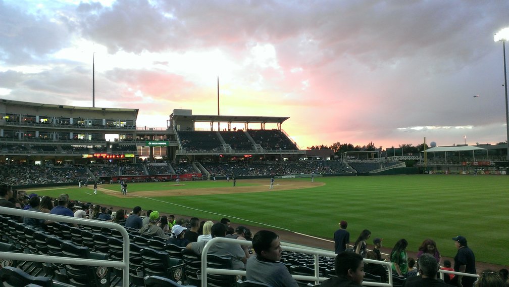 Sunset at an Isotopes game 1