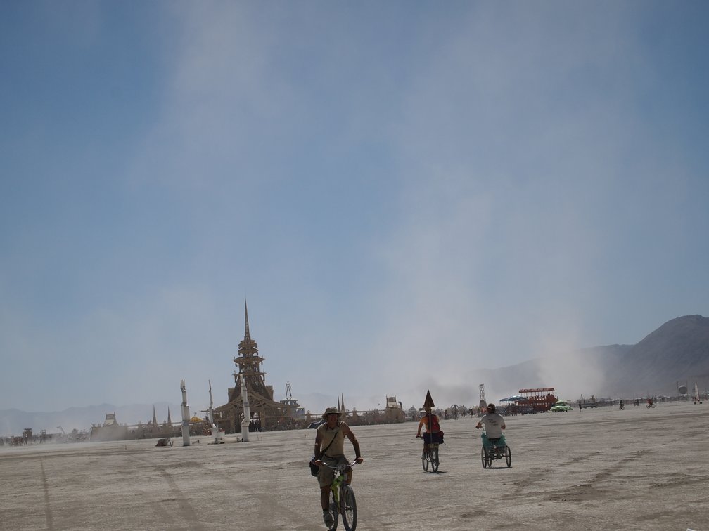 temple and man in distance