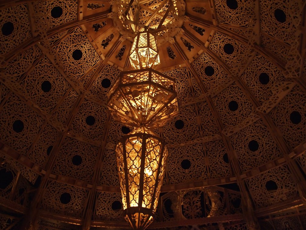 temple interior at night